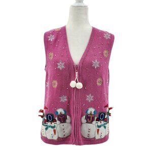 NEW Vintage Reference Point New York Womens Small Sweater Vest Christmas Retro
